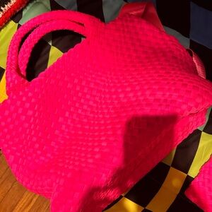 Vibrant Neon Pink Quilted Handbag